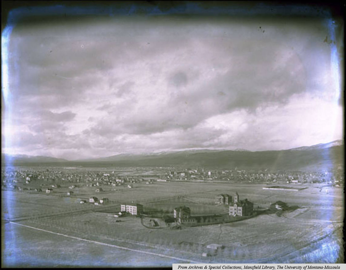 Campus and Missoula from Mount Sentinel - circa 1910